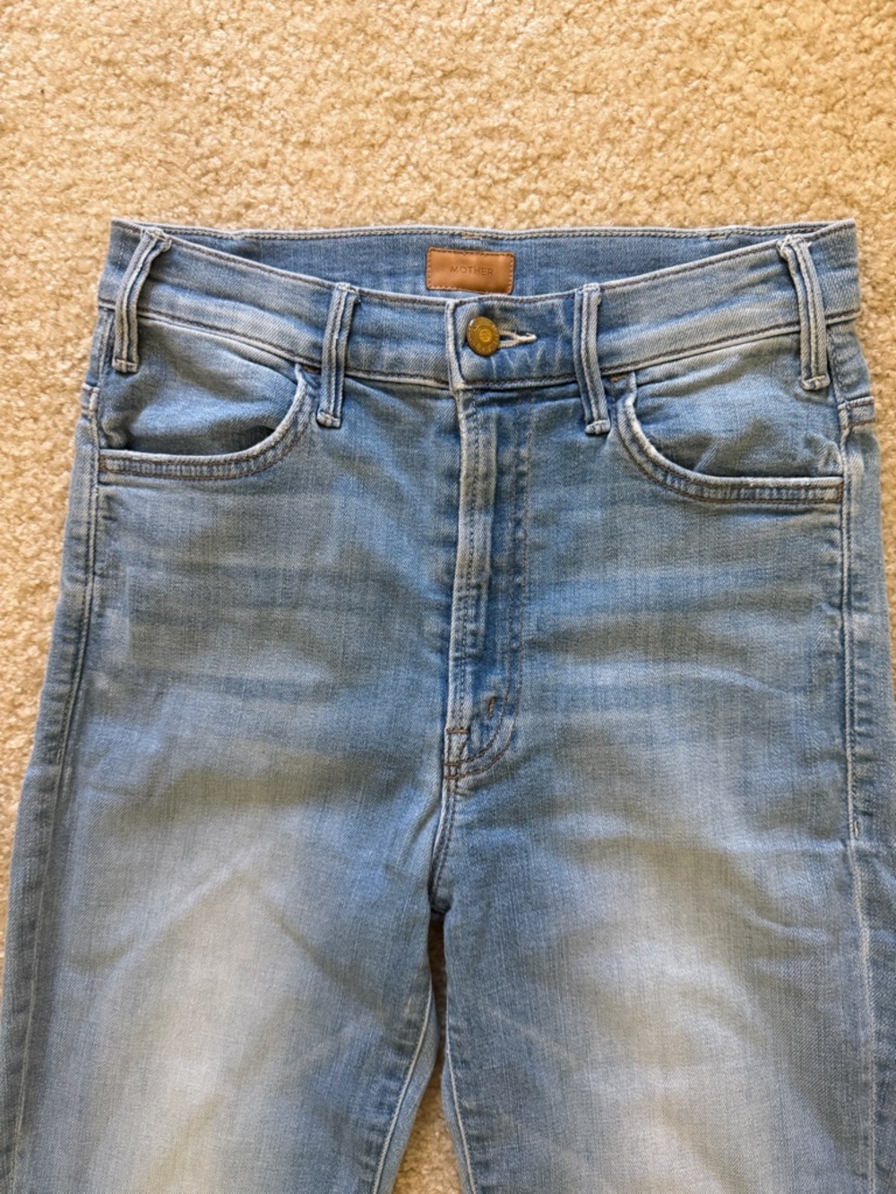 MOTHER The Hustler Ankle Fray Light Blue High-Rise Flare Jeans Size 25 - Picture 3 of 11
